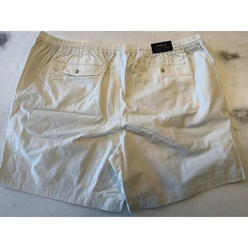 Polo Ralph Lauren Shorts Mens 4XB White Stretch Classic Fit Elastic Drawstring